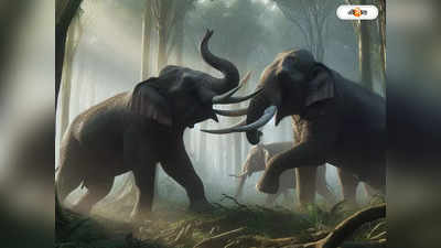 Elephant Attacks: লড়াইয়ে কোমর ভেঙে নদীতে পড়ল হাতি, উদ্ধারে আর্থ মুভার