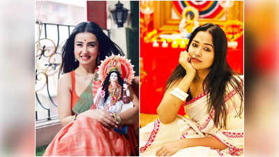 Bengali Actresses Looks: সরস্বতী পুজোয় শাড়ির সাজে মোহময়ী সোহিনী-মনামী, কে বেশি নজর কাড়লেন?
