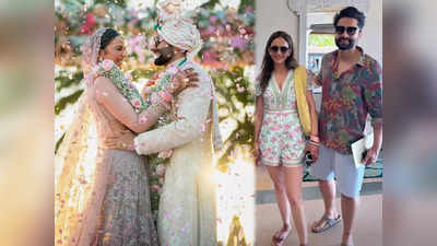 मेहंदी रचे हाथों में गुलाबी चूड़ा पहने रकुल प्रीत सिंह, शादी के एक दिन बाद पति जैकी भगनानी संग यूं आईं नजर