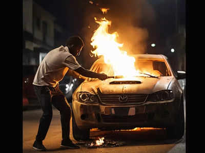 आगरा में युवक ने आधी रात 6 से ज्यादा कारों में लगा दी आग, लोगों ने पकड़कर पुलिस को सौंपा