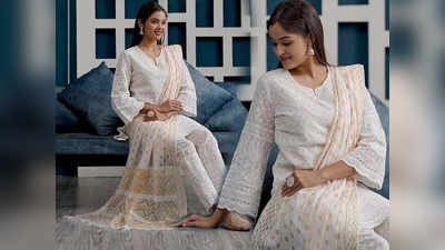 इन White Chikankari Salwar Suit पर पाएं 64% की भारी छूट, झुमके और फ्लैट सैंडल के साथ पहनकर मिलेगा हाई क्‍लास लुक