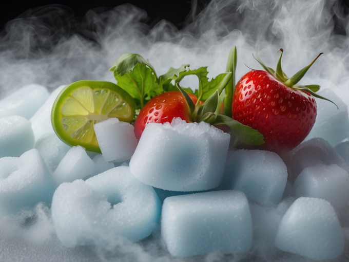 dry ice with fruits