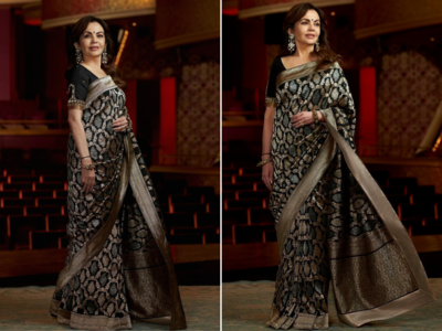 Nita Ambani Saree: બ્લેક સાડીમાં નીતા અંબાણીના હાથમાં જોવા મળી મુગલ બાદશાહ શાહજહાંની કલગી, આવો હતો લૂક 