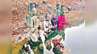 శ్రీకాకుళం: వంశధార నదిలో బయటపడ్డ దేవతా విగ్రహాలు.. చూసేందుకు జనం క్యూ