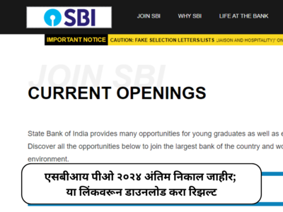 SBI PO Final Result 2024 OUT : एसबीआय पीओ २०२४ अंतिम निकाल जाहीर; या लिंकवरून डाउनलोड करा रिझल्ट