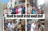 ड्यूटी पर तैनात महिला पुलिसकर्मियों संग दिल्ली के एलजी ने मनाया होली का त्योहार, मिठाई बांटी और फोटो भी खिंचवाई
