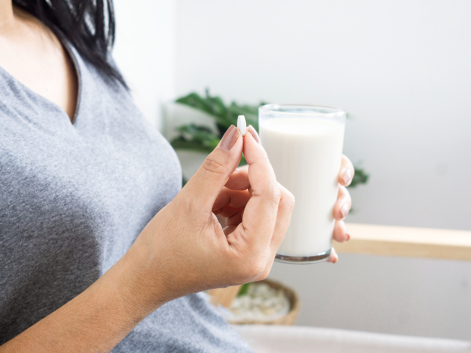 medicine tablet pill with milk