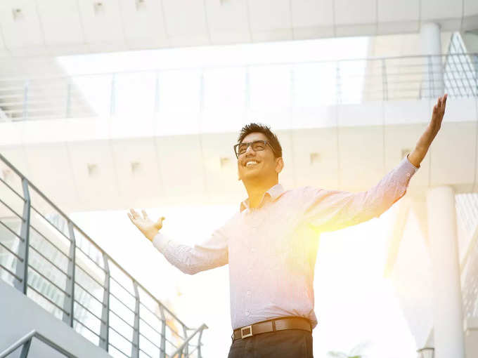 happy man in morning