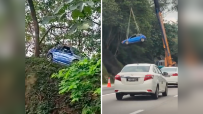 पहाड़ पर पेड़ों के बीच फंसी कार का वीडियो वायरल, परफेक्ट पार्किंग बताते हुए लोगों ने किए मजेदार कमेंट