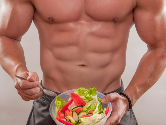 protein food muscular muscles abs salad