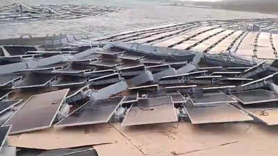 भयंकर-आंधी तूफान ने ओंकारेश्वर में मचाई तबाही, आंधी में उड़ गए एशिया के सबसे बड़े फ्लोटिंग सोलर प्लांट के पैनल