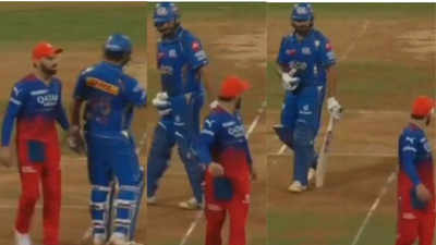 MI vs RCB: बैटिंग करते हुए रोहित शर्मा को उंगली करके चले गए विराट कोहली, वायरल हुआ वीडियो