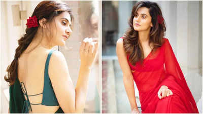 Taapsee Pannu: ব্যাকলেস ব্লাউজ-চুলে লাল গোলাপ...তাপসীর লাস্যে মন হারাল নেটপাড়া!