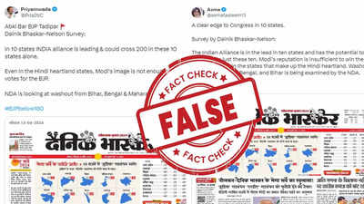 Fact check: क्या दैनिक भास्कर के सर्वे में 10 राज्यों में  INDIA ब्लॉक को मिली बढ़त? वायरल दावा है फर्जी