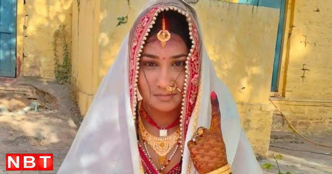 मतदान करने के बाद दुल्हन शिवानी।