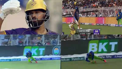 KKR vs RCB: सिर पर रख लिया हाथ...श्रेयस अय्यर ने मारा था रॉकेट शॉट, अचानक बाउंड्री में प्रकट हो गए फाफ