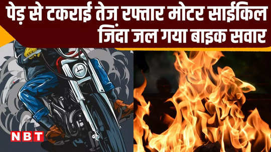 rider burnt alive in jabalpur bike caught fire after hitting tree