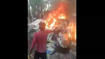 बिजनौर: कार में जिंदा जला हरियाणा का कारोबारी, 12 दिन पहले हुई बहन की शादी, विदा करा ले जा रहा था