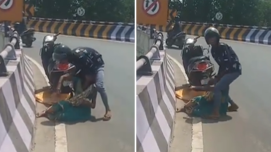 Husband Wife Video: बीच सड़क पर पत्नी को पीटने लगा शख्स, राह चलते आदमी ने अरेस्ट करवा दिया, वीडियो वायरल