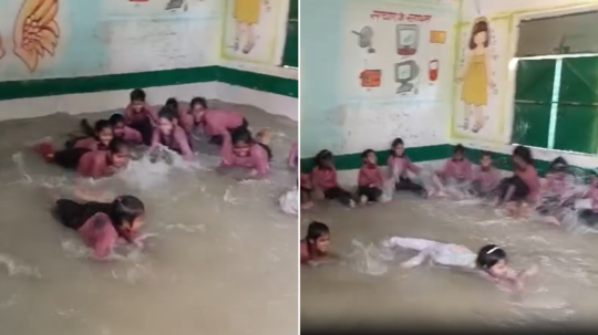 सरकारी स्कूल के टीचर ने जुगाड़ से क्लासरूम को बना दिया स्विमिंग पूल, तैरते बच्चों का वीडियो दिल जीत लेगा