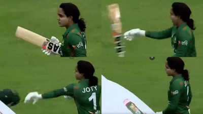 BAN W vs IND W: आउट दिए जाने से झल्ला गईं बांग्लादेश की कप्तान, गुस्से में फेंकने लगी बैट और हेलमेट