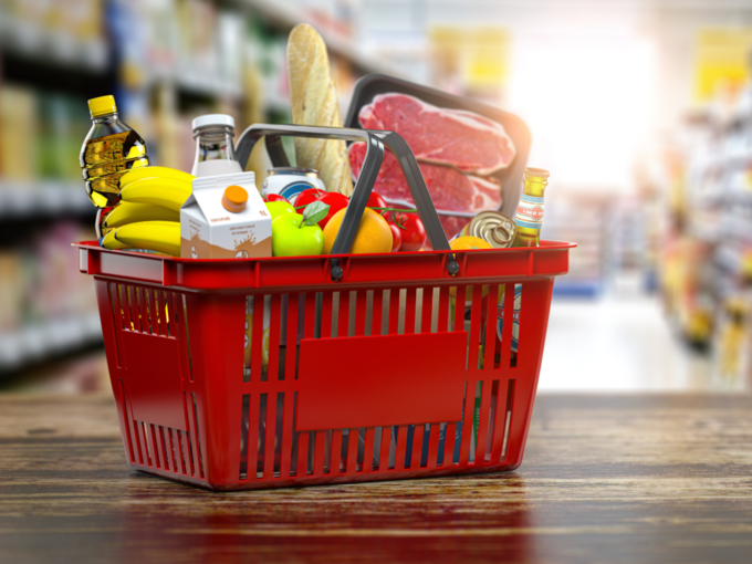 grocery food product shopping buying basket supermarket