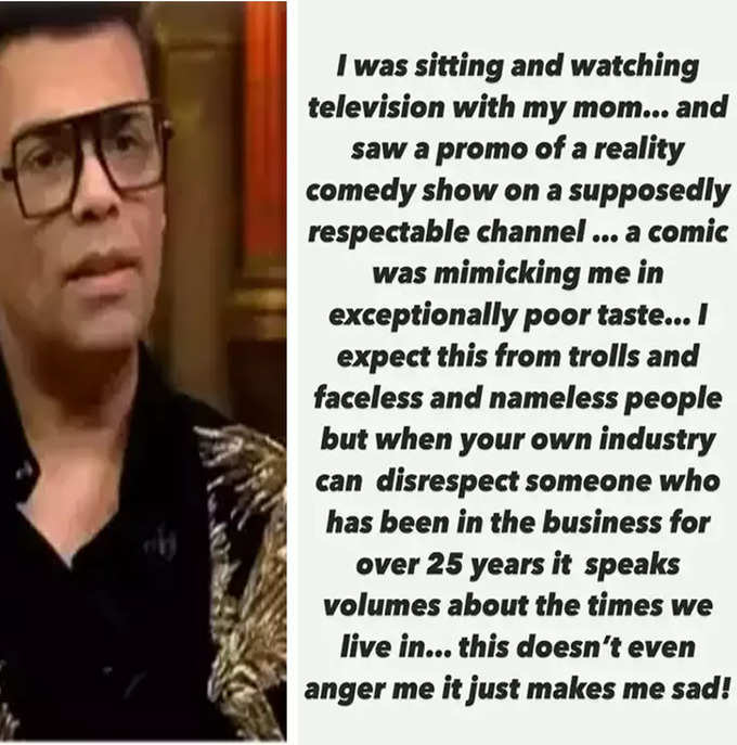 Karan Johar expressed his disappointment over Kettan Singh mimicry