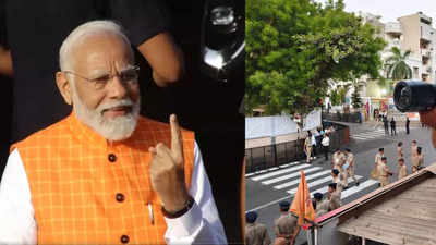 प्रधानमंत्री नरेंद्र मोदी ने अहमदाबाद में डाला वोट, अमित शाह भी रहे मौजूद