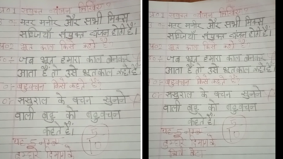 हिंदी व्याकरण के सवालों के स्टूडेंट ने दिए अति भयंकर जवाब, टीचर ने खुश होकर 5 नंबर दे दिए!