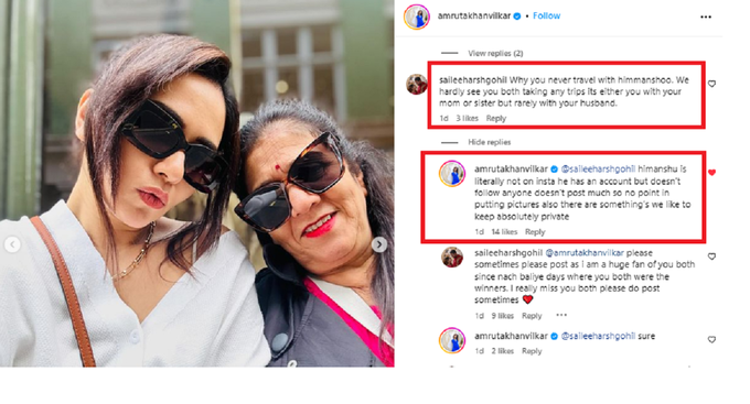 Amruta Khanvilkar Instagram Befitting reply