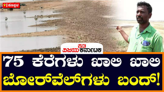 drought in koppal lakes drying up shortage of drinking water affected farmers and cattle birds fishes