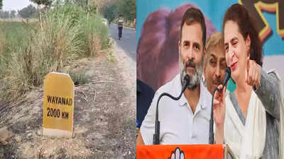 वायनाड 2000 KM... रायबरेली में कांग्रेस गेस्ट हाउस के पास लगा माइलस्टोन, क्या BJP ने किया चुनावी तंज?