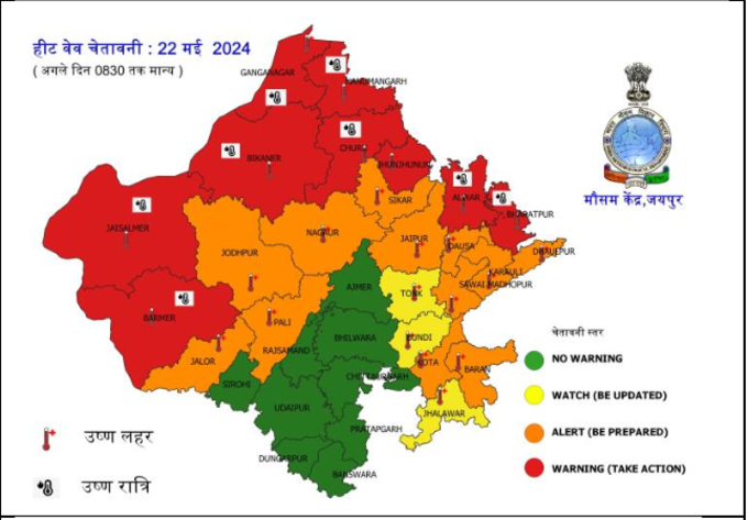 राजस्थान में लू का कहर जारी, मौसम विभाग ने जारी की चेतावनी