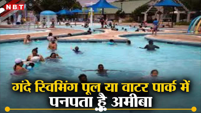 Growth of amoeba in polluted swimming pools
