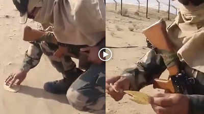 उफ्फ ये गर्मी! रेगिस्तान में तैनात बीएसएफ के जवान ने गर्म रेत में सेंक डाला पापड़, वीडियो देख भावुक हो गए लोग