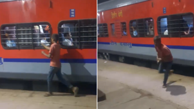 स्टेशन छोड़ रही ट्रेन से लड़के ने खिड़की से खींचा चार्जिंग पर लगा मोबाइल, यात्री कुछ नहीं कर पाया