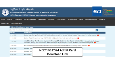 NEET PG 2024 Admit Card : नीट पीजी २०२४ चे प्रवेशपत्र ऑनलाईन उपलब्ध; २३ जूनला देशभरातील विविध केंद्रांवर होणार परीक्षा