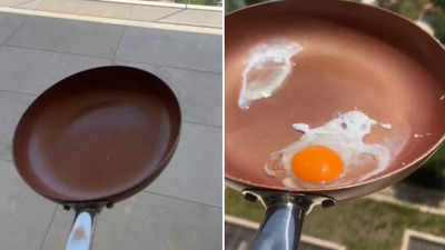 हाय गरमी! अंड फोडलं ५ सेकंदात ऑमलेट तयार, व्हिडीओ पाहून तुम्हाला देखील फुटेल घाम