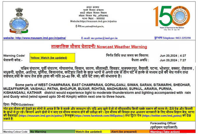Bihar rain Alert.