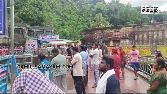 flood alert in courtallam at thenkasi