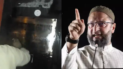 ओवैसी के दिल्ली वाले घर पर फेंकी गई काली स्याही, भड़के ओवैसी, देखें वीडियो