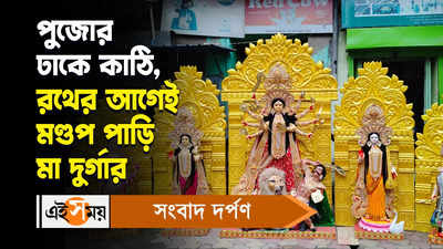 Durga Puja 2024: পুজোর ঢাকে কাঠি, রথের আগেই মণ্ডপ পাড়ি মা দুর্গার