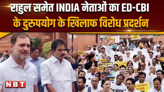 protest in parliament leaders of india alliance including rahul gandhi protest against misuse of ed cbi