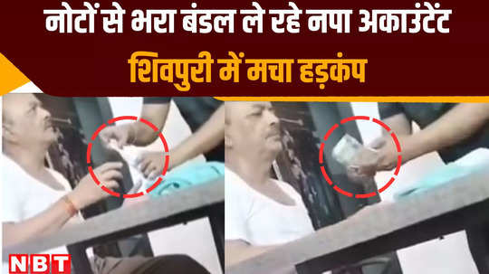 shivpuri news municipality accountant viral video of taking bribe chaos in department raghvendra srivastava suspended