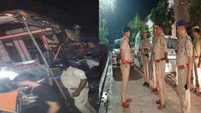 पूर्वांचल एक्सप्रेसवे पर हादसे में 4 की मौत, दिल्ली से बिहार जा रही स्लीपर बस में टक्कर से आधा हिस्सा उड़ गया