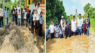 Dongargaon Kawad School: शाळेच्या वाटेवर चिखल आणि पाणी...; डोंगरगाव कवाड येथील विद्यार्थ्यांची गैरसोय