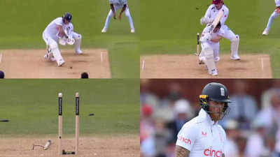 ENG vs WI: ऑफ स्टंप के बाहर गिरी, भारतीय पिच जैसी घूमी गेंद, बोल्ड होने के बाद खुला रह गया बेन स्टोक्स का मुंह