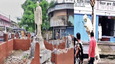 घंटाघर का रास्ता बनाने के लिए उखाड़ दी गांधी की प्रतिमा, असम के तिनसुकिया में हंगामा-प्रदर्शन