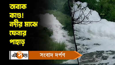 Durgapur News : অবাক কাণ্ড! নদীর মাঝে ফেনার পাহাড়