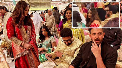 अभिषेक बच्चन के साथ बैठी दिखीं ऐश्वर्या राय और आराध्या, अनंत-राधिका की शादी से वायरल वीडियो देख फैंस को राहत